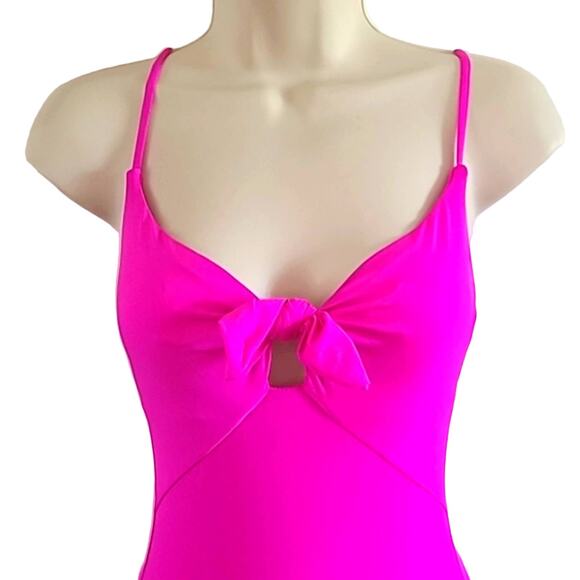 Trina Turk Women’s High Leg Tie Front One Piece Swimsuit – Size 2, Hot Pink NWT - Picture 6 of 11